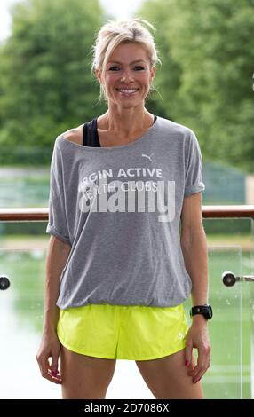 Nell McAndrew bei der Vorstellung des Virgin Active London Triathlon im Virgin Active Chiswick Riverside im Westen Londons. Stockfoto