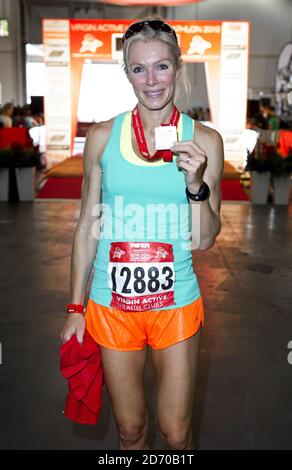 Nell McAndrew im Excel Center im Osten Londons im Bild beim Abgang des Virgin Active London Triathlon, der die Menschen dazu ermutigte, „Ihre persönliche Bestleistung zu sein“. Stockfoto