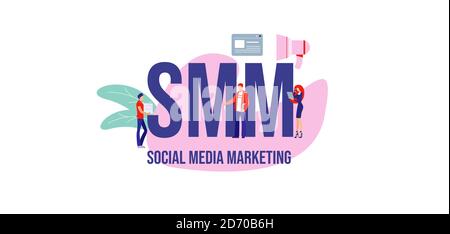 SMM Social Media Marketing. Commercial Advertising Banking Business Management Investitionsstrategie. Stock Vektor