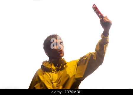 Ian Brown von den Stone Roses beim Isle of Wight Festival, in Seaclose Park, Newport, Isle of Wight. Stockfoto