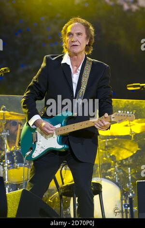 Ray Davies tritt im Hyde Park im Zentrum von London auf, während des Barclaycard British Summer Time Festivals. Stockfoto