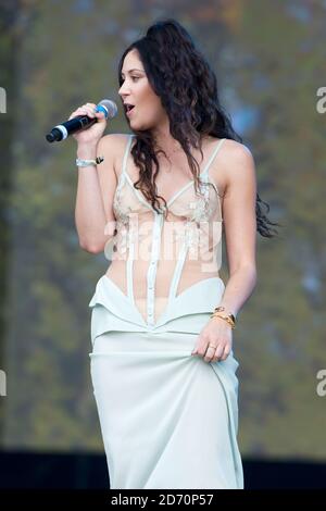 Eliza Doolittle tritt im Hyde Park im Zentrum von London auf, während des Barclaycard British Summer Time Festivals. Stockfoto