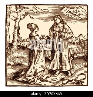 Druck Illustration Aus Dem 15 Jahrhundert Malleus Maleficarum Der Hexen Hammer Das Handbuch Der Hexenjagd Der Mittelalterlichen Zeit Copyspace Stockfotografie Alamy