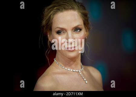 Uma Thurman bei der Ankunft bei den EE British Academy Film Awards 2014 im Royal Opera House, Bow Street, London Stockfoto