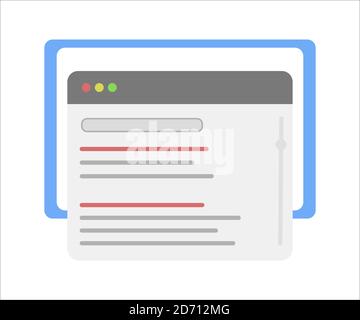 Modernes Browser-Fenster-Design isoliert auf dunkelgrauem Hintergrund. Web-Fenster-Bildschirm-Mockup. Internet leere Seite Konzept mit Schatten. Vektorgrafik Stock Vektor