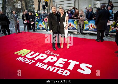 Ricky Gervais bei der Premiere von Muppets Most Wanted im Curzon Cinema in Mayfair, London. Stockfoto