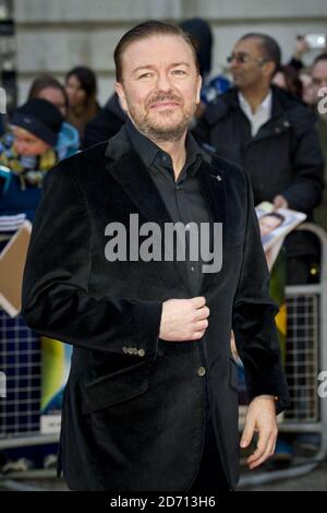 Ricky Gervais bei der Premiere von Muppets Most Wanted im Curzon Cinema in Mayfair, London. Stockfoto