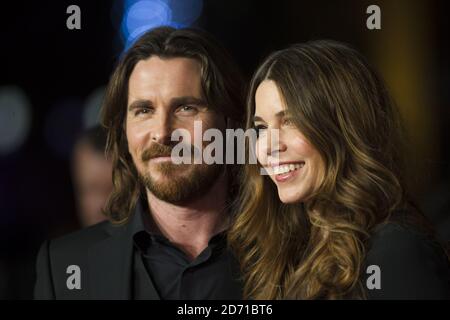 Christian Bale bei der Weltpremiere von Exodus Gods and Kings im Leicester Square, London. Stockfoto