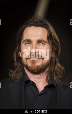 Christian Bale bei der Weltpremiere von Exodus Gods and Kings im Leicester Square, London. Stockfoto