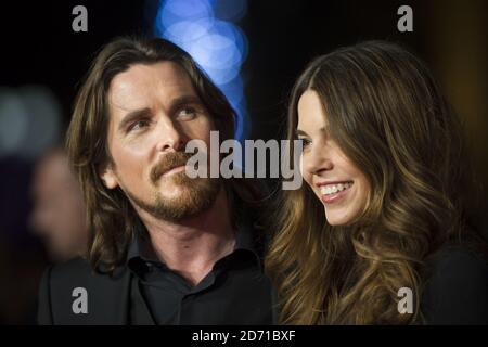 Christian Bale bei der Weltpremiere von Exodus Gods and Kings im Leicester Square, London. Stockfoto