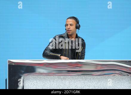 EXKLUSIVE Marvin Humes tritt auf der Bühne während Capital FM's Summertime Ball im Wembley Stadium, London. Stockfoto