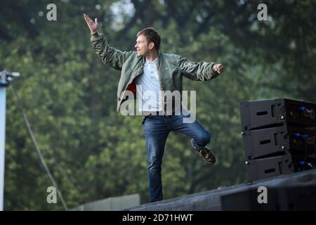 Damon Albarn of Blur beim British Summertime Festival im Hyde Park, London. Stockfoto