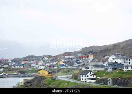 HONNINGSWAG, NORWEGEN - 21. JUNI 2017: Kultur und Leben in der nördlichsten Stadt Honningswag in Norwegen. Stockfoto