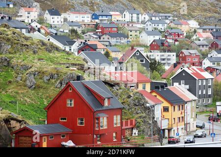 HONNINGSWAG, NORWEGEN - 21. JUNI 2017: Kultur und Leben in der nördlichsten Stadt Honningswag in Norwegen. Stockfoto