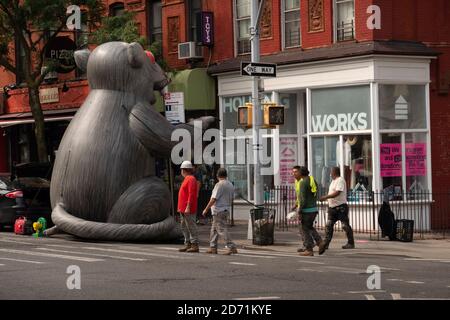 Riesige sprengen Ratte bei Gewerkschaftsprotest in Park Slope Brooklyn NYC Stockfoto