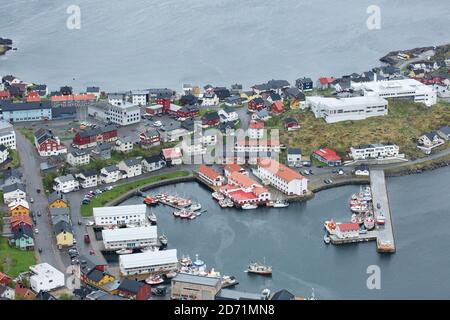 HONNINGSWAG, NORWEGEN - 21. JUNI 2017: Kultur und Leben in der nördlichsten Stadt Honningswag in Norwegen. Stockfoto