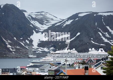 HONNINGSWAG, NORWEGEN - 21. JUNI 2017: Kultur und Leben in der nördlichsten Stadt Honningswag in Norwegen. Stockfoto