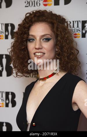 Jess Glynne bei den Brit Awards 2016 Nominierungen, in den ITV Studios im Süden Londons. Stockfoto