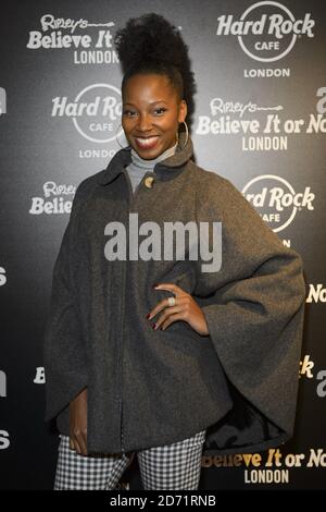 Jamelia bei der Eröffnung der Hard Rock Couture Ausstellung in Ripley's Believe IT or Not in London. Stockfoto