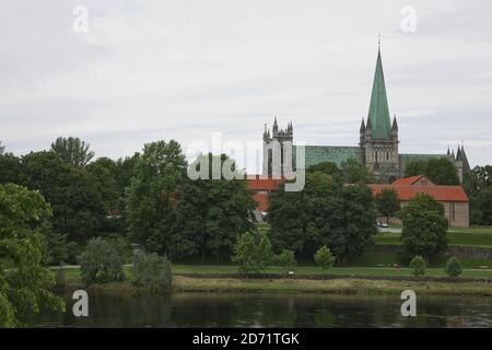 Die Nidaros Kathedrale im Zentrum der Stadt Trondheim in Norwegen. Stockfoto