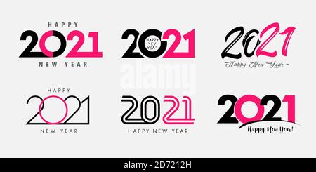 Großer Satz von 2021 Happy New Year Logo Text-Design. 20 21 Xmas Zahl Design Vorlage. Sammlung von 2021 Weihnachts-Typografie-Symbole. Vektorbanner Stock Vektor