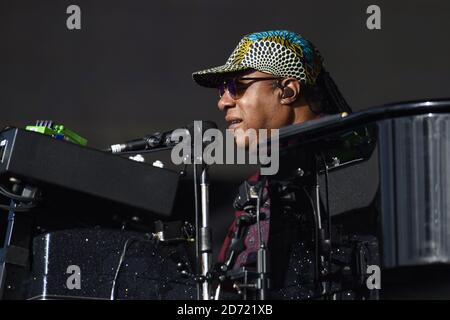 Stevie Wonder tritt beim British Summer Time Festival im Hyde Park in London auf. NUR FÜR REDAKTIONELLE ZWECKE. KEINE VERKAUFSFÖRDERUNG. Stockfoto