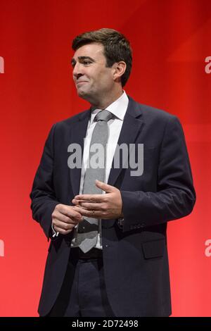 Andy Burnham, Schatten-Sekretär, am vierten Tag der Labour Party-Konferenz in Liverpool. Bilddatum: Mittwoch, 28. September 2016. Bildnachweis sollte lauten: Matt Crossick/ EMPICS Entertainment. Stockfoto