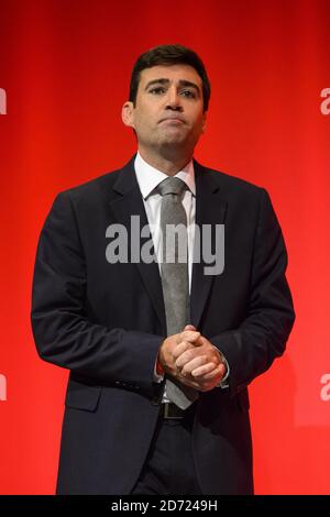 Andy Burnham, Schatten-Sekretär, am vierten Tag der Labour Party-Konferenz in Liverpool. Bilddatum: Mittwoch, 28. September 2016. Bildnachweis sollte lauten: Matt Crossick/ EMPICS Entertainment. Stockfoto