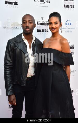 Alesha Dixon und Azuka Ononye nehmen an den Scottish Fashion Awards im Rosewood Hotel in London Teil. Bilddatum: Freitag, 21. Oktober 2016. Bildnachweis sollte lauten: Matt Crossick/ EMPICS Entertainment. Stockfoto