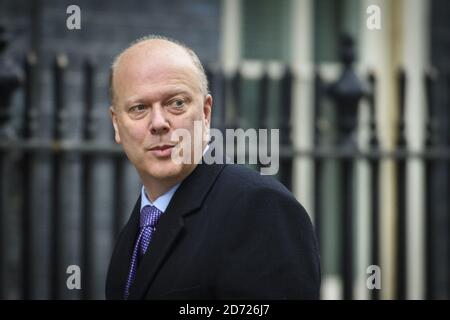 Chris Grayling MP, Staatssekretär für Verkehr, bei einer Kabinettssitzung in Downing Street, London. Bilddatum: Dienstag, 17. Januar 2016. Bildnachweis sollte lauten: Matt Crossick/ EMPICS Entertainment. Stockfoto