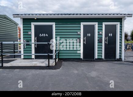 Öffentliche Toiletten an der Promenade von St Annes on Sea Fylde August 2020 Stockfoto