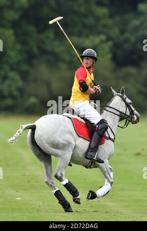 Prinz Harry stellte sich vor, als er beim Jerudong Trophy Polo Match im Cirencester Park Polo Club, Gloucestershire, spielte. Bilddatum: Samstag, 15. Juli 2017. Bildnachweis sollte lauten: Matt Crossick/ EMPICS Entertainment. Stockfoto