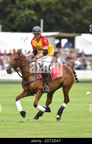 Prinz Harry stellte sich vor, als er beim Jerudong Trophy Polo Match im Cirencester Park Polo Club, Gloucestershire, spielte. Bilddatum: Samstag, 15. Juli 2017. Bildnachweis sollte lauten: Matt Crossick/ EMPICS Entertainment. Stockfoto