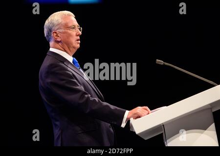 Verteidigungsminister Michael Fallon hält eine Rede auf der Konferenz der Konservativen Partei im Manchester Central Convention Complex in Manchester. Bilddatum: 3. Oktober 2017. Bildnachweis sollte lauten: Matt Crossick/ EMPICS Entertainment. Stockfoto