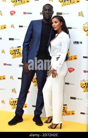 Stormzy und Maya Jama kommen bei den Rated Awards im Roundhouse in Camden, London. Bilddatum: Dienstag, 24. Oktober 2017. Bildnachweis sollte lauten: Matt Crossick/ EMPICS Entertainment. Stockfoto