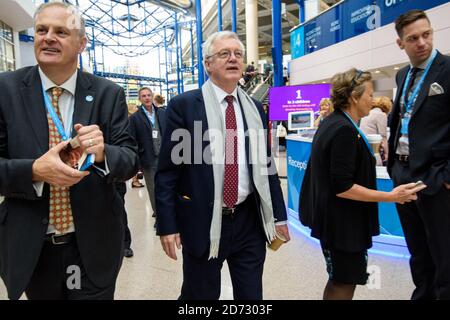 David Davis MP während der Jahreskonferenz der Konservativen Partei im International Convention Centre, Birmingham. Bilddatum: Sonntag, 30. September 2018. Bildnachweis sollte lauten: Matt Crossick/ EMPICS. Stockfoto