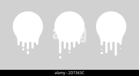 Malen Sie Tropf Aufkleber, Kreis weißen Schmelze Tropfen Vektor-Symbole. Vector Milk Circle Schmelze Tropfen, Graffiti Farbe Tropfen Blobs. Vektorgrafik. Stock Vektor