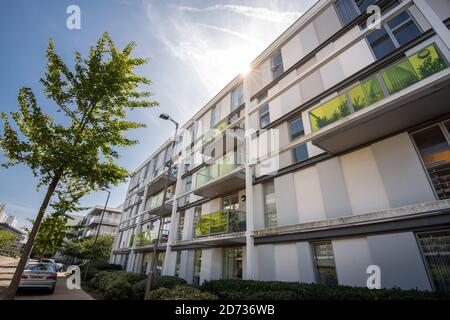 Gesamtansicht der New River Village Neubau-Wohnanlage in Hornsey, Nord-London. Bildnachweis sollte lauten: Matt Crossick/Empics Stockfoto