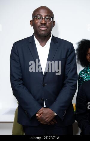 Edward Enninful in der ersten Reihe während der Matty Bovan Catwalk Show im Frühjahr/Sommer 2020 London Fashion Week, im BFC Show Space am Strand, London. Bilddatum: Freitag, 13. September 2019. Bildnachweis sollte lauten: Matt Crossick/Empics Stockfoto