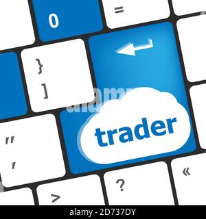 Händler-Tastatur repräsentieren Marktstrategie - Business-Konzept Stockfoto