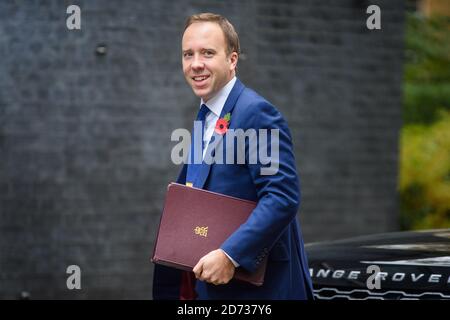 Gesundheits- und Sozialsekretär Matt Hancock bei der Ankunft zu einem Kabinettstreffen in Downing Street, London. Bilddatum: Dienstag, 29. Oktober 2019. Bildnachweis sollte lauten: Matt Crossick/Empics Stockfoto