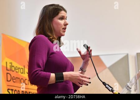 Der liberale Demokrat Jo Swinson hält eine Rede im Prince Philip House in Westminster, London, während er sich auf dem Weg zum Wahlkampf befindet. Bilddatum: Donnerstag, 28. November 2019. Bildnachweis sollte lauten: Matt Crossick/Empics Stockfoto