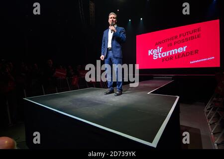 Sir Keir Starmer sprach bei einer Kundgebung im Roundhouse im Norden Londons, während seiner Kampagne, Vorsitzender der Labour Party zu sein. Bilddatum: Sonntag, 16. Februar 2020. Bildnachweis sollte lauten: Matt Crossick/Empics Stockfoto