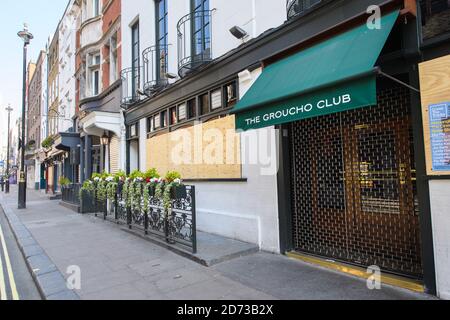 Der Groucho Club befindet sich in Soho, London, während das Vereinigte Königreich weiterhin im Lockdown ist, um die Ausbreitung des Coronavirus einzudämmen. Bilddatum: Donnerstag, 9. April 2020. Bildnachweis sollte lauten: Matt Crossick/Empics Stockfoto