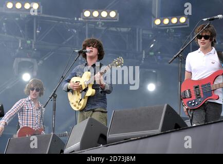 Der Blick auf die Bühne am zweiten Tag des Isle of Wight Festivals, in Newport auf der Isle of Wight. Bilddatum: 13. Juni 2009. M Crossick/EMPICS Stockfoto