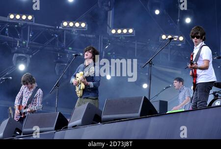 Der Blick auf die Bühne am zweiten Tag des Isle of Wight Festivals, in Newport auf der Isle of Wight. Bilddatum: 13. Juni 2009. M Crossick/EMPICS Stockfoto