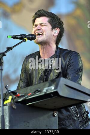 Danny O'Donoghue von The Script auf der Bühne am dritten Tag des Isle of Wight Festivals, in Newport auf der Isle of Wight. Stockfoto