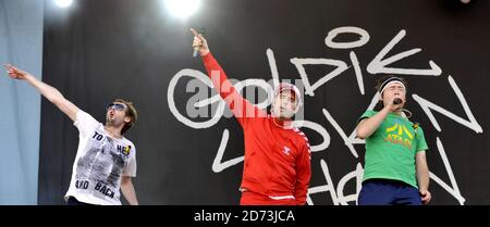 Goldie Looking Chain tritt am dritten Tag des Isle of Wight Festivals in Newport auf der Isle of Wight auf. Stockfoto