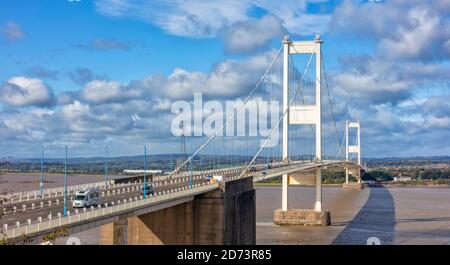 Die ursprüngliche Severn-Brücke wurde 1966 eröffnet, Aust. South Gloucestershire, England, Vereinigtes Königreich Stockfoto