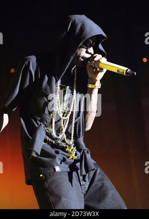 Tinchy Stryder spielt live im Roundhouse in Camden, im Norden Londons. Stockfoto